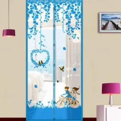 Magnetic Door Screen Mesh Screen Door Magical Mesh Screen Window Door Hands Free Magnetic Door Screen Automatic Closing Summer Curtain Net Floral Pattern