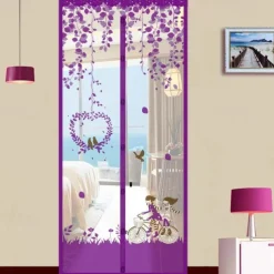Magnetic Door Screen Mesh Screen Door Magical Mesh Screen Window Door Hands Free Magnetic Door Screen Automatic Closing Summer Curtain Net Floral Pattern