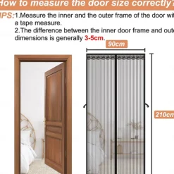 Magnetic Fly Screen Door, 90x210 cm, Insect Protection, Fly Curtain, Magnetic Door Curtains Against Flies Mosquito Velcro Mounting Door Mosquito Net for Balcony Door Patio Door Caravan