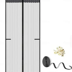 Magnetic Fly Screen Door, Home Insect Protection Balcony Door, Magnetic Curtain, Fly Screen, Windproof for Balcony Door, Living Room, Cellar Door and Patio Door, Adhesive