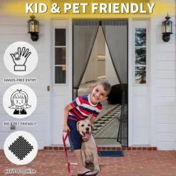 Magnetic Fly Screen Door, Home Insect Protection Balcony Door, Magnetic Curtain, Fly Screen, Windproof for Balcony Door, Living Room, Cellar Door and Patio Door, Adhesive