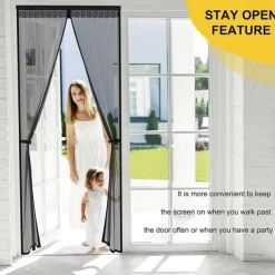 Magnetic Fly Screen Door, Home Insect Protection Balcony Door, Magnetic Curtain, Fly Screen, Windproof for Balcony Door, Living Room, Cellar Door and Patio Door, Adhesive