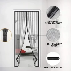 Magnetic Screen Door, Fly Insect Screen Door Magnetic Mesh Retractable Door Curtain, Keeps Mosquitoes Insects Bugs Out for Door