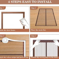 Magnetic Screen Door, Mesh Screen Door Narrow Durable Mesh Curtain Reversible Left Right Side Opening Retractable Door Screen Magnetic Closure for Patio Bedroom