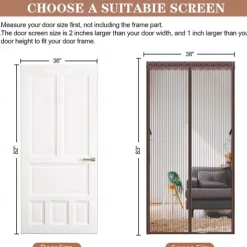 Magnetic Screen Door, Mesh Screen Door Narrow Durable Mesh Curtain Reversible Left Right Side Opening Retractable Door Screen Magnetic Closure for Patio Bedroom