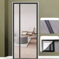 Magnetic Screen Door, Mesh Screen Door Narrow Durable Mesh Curtain Reversible Left Right Side Opening Retractable Door Screen Magnetic Closure for Patio Bedroom