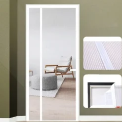 Magnetic Screen Door, Mesh Screen Door Narrow Durable Mesh Curtain Reversible Left Right Side Opening Retractable Door Screen Magnetic Closure for Patio Bedroom