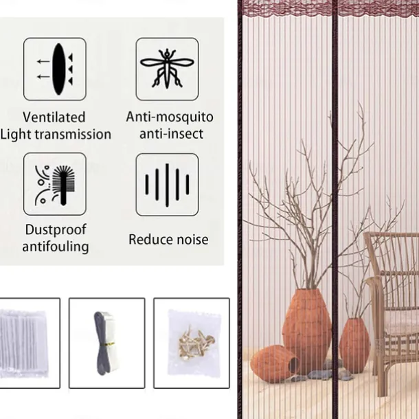 Magnetic Screen Door Mesh Fly Screen Door, Self Seal, Pet and Child Friendly, with Heavy Duty Mesh Curtain for Single Patio Sliding Door