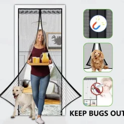 Magnetic Screen Door Portable, Fly Or Bug Screen Magnetic, Doorway For Sliding Door,Garage,Patio,Kitchen,Living,Window Room,Bedroom,Bar,Pet and Kid Easy Entry