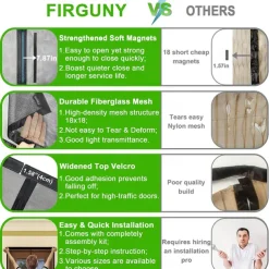 Magnetic Screen Door Portable, Fly Or Bug Screen Magnetic, Doorway For Sliding Door,Garage,Patio,Kitchen,Living,Window Room,Bedroom,Bar,Pet and Kid Easy Entry