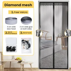 Magnetic Screen Door Portable, Fly or Bug Screen Magnetic, Mesh Screen Door For Sliding Door,Garage,Patio,Kitchen,Living,Window Room,Bedroom,Bar,Pet and Kid Easy Entry