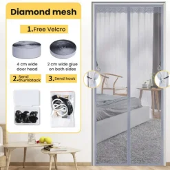 Magnetic Screen Door Portable, Fly or Bug Screen Magnetic, Mesh Screen Door For Sliding Door,Garage,Patio,Kitchen,Living,Window Room,Bedroom,Bar,Pet and Kid Easy Entry