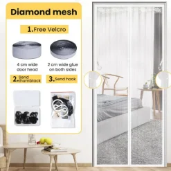 Magnetic Screen Door Portable, Fly or Bug Screen Magnetic, Mesh Screen Door For Sliding Door,Garage,Patio,Kitchen,Living,Window Room,Bedroom,Bar,Pet and Kid Easy Entry