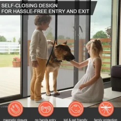 Magnetic Screen Door Portable, Fly Or Bug Screen Magnetic, Doorway Mosquito Net For Sliding Door,Garage,Patio,Kitchen,Living,Window Room,Bedroom,Bar,Pet and Kid Easy Entry