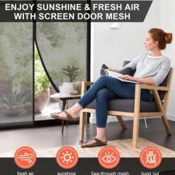 Magnetic Screen Door Portable, Fly Or Bug Screen Magnetic, Doorway Mosquito Net For Sliding Door,Garage,Patio,Kitchen,Living,Window Room,Bedroom,Bar,Pet and Kid Easy Entry