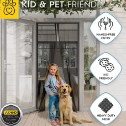 Magnetic Screen Door Portable, Fly Or Bug Screen Magnetic, Doorway For Sliding Door,Garage,Patio,Kitchen,Living,Window Room,Bedroom,Bar,Pet and Kid Easy Entry