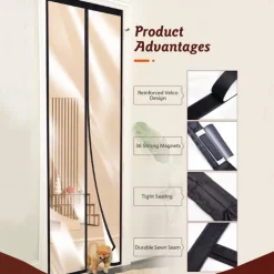 Magnetic Screen Door Portable, Fly Or Bug Screen Magnetic, Doorway For Sliding Door,Garage,Patio,Kitchen,Living,Window Room,Bedroom,Bar,Pet and Kid Easy Entry