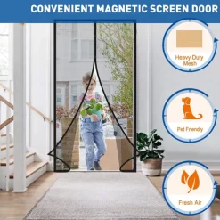 Magnetic Screen Door Portable, Fly Or Bug Screen Magnetic, Doorway For Sliding Door,Garage,Patio,Kitchen,Living,Window Room,Bedroom,Bar,Pet and Kid Easy Entry