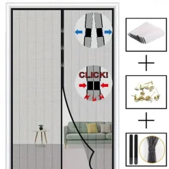 Magnetic Screen Door Portable, Fly Or Bug Screen Magnetic, Doorway For Sliding Door,Garage,Patio,Kitchen,Living,Window Room,Bedroom,Bar,Pet and Kid Easy Entry