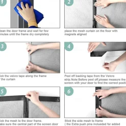 Magnetic Screen Door，Mosquito Net, Fly Insect Door Screen Magnetic Closure, Magnetic Door Screen Mesh Mosquito Protection for Convenient Entry, Keep Bugs Out Black