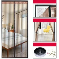 Magnetic Screen Doors with Magnets for Doors, Fiberglass Mesh Curtain, Automatic Closing Quiet for Patio, Deck, Porch, Balcony, Glass, Garage and Even Sliding Doors