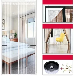 Magnetic Screen Doors with Magnets for Doors, Fiberglass Mesh Curtain, Automatic Closing Quiet for Patio, Deck, Porch, Balcony, Glass, Garage and Even Sliding Doors