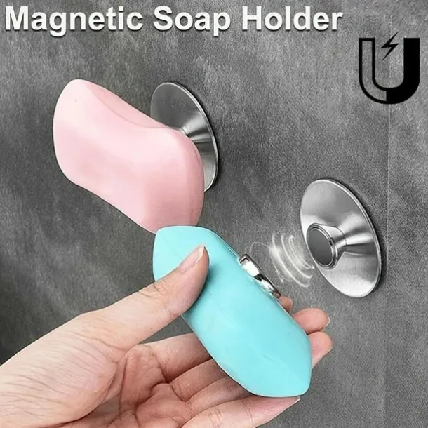 Magnetic Soap Holder Self Draining,Bar Soap Holder for Shower Wall, Stainless Steel Soap Savers for Bar Soap, Kitchen/Bathroom Soap Dishes, Easy Clean Soap Holders for Shower