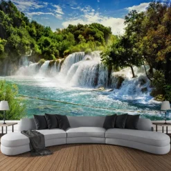 Magnificent Waterfall Hanging Tapestry Wall Art Large Tapestry Mural Decor Photograph Backdrop Blanket Curtain Home Bedroom Living Room Decoration