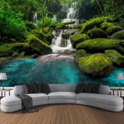 Magnificent Waterfall Hanging Tapestry Wall Art Large Tapestry Mural Decor Photograph Backdrop Blanket Curtain Home Bedroom Living Room Decoration