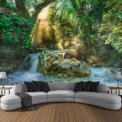 Magnificent Waterfall Hanging Tapestry Wall Art Large Tapestry Mural Decor Photograph Backdrop Blanket Curtain Home Bedroom Living Room Decoration