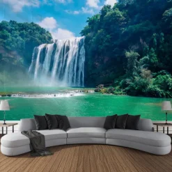 Magnificent Waterfall Hanging Tapestry Wall Art Large Tapestry Mural Decor Photograph Backdrop Blanket Curtain Home Bedroom Living Room Decoration