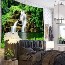 Majestic Waterfall Scenery Wall Tapestry Art Decor Blanket Curtain Hanging Home Bedroom Living Room