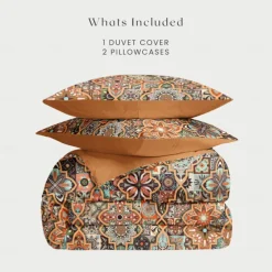 Mandala Bohemian Duvet Cover Full Size Bedding Set Cotton Bed Sets Quilt Cover Soft Lightweight Comforter Cover with 2 Pillowcases for Summer Spring Vintage Ethnic