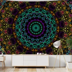 Mandala Bohemian Indian Wall Tapestry Art Decor Blanket Curtain Hanging Home Bedroom Living Room Dorm Decoration Boho Hippie Psychedelic Floral Flower Lotus