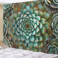 Mandala Bohemian Succulents Hanging Tapestry Wall Art Large Tapestry Mural Decor Photograph Backdrop Blanket Curtain Home Bedroom Living Room Decoration