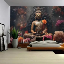 Mandala Buddha Hanging Tapestry Wall Art Large Tapestry Mural Decor Photograph Backdrop Blanket Curtain Home Bedroom Living Room Decoration