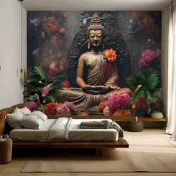 Mandala Buddha Hanging Tapestry Wall Art Large Tapestry Mural Decor Photograph Backdrop Blanket Curtain Home Bedroom Living Room Decoration
