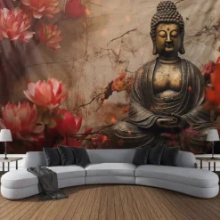 Mandala Buddha Hanging Tapestry Wall Art Large Tapestry Mural Decor Photograph Backdrop Blanket Curtain Home Bedroom Living Room Decoration