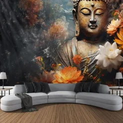 Mandala Buddha Hanging Tapestry Wall Art Large Tapestry Mural Decor Photograph Backdrop Blanket Curtain Home Bedroom Living Room Decoration