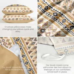 Mandala Ethnic Duvet Cover Full Size Bedding Set Cotton Bed Sets Quilt Cover Soft Lightweight Comforter Cover with 2 Pillowcases for Summer Spring