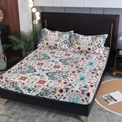 Mandala Geometric Fitted Sheets Single Small Double King Super King Small Square Bottom Sheets Twin Full Size Bedsheet Bed White Multicolor