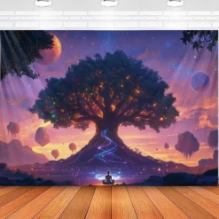 Mandala Hanging Tapestry Tree of Life Wall Art Large Tapestry Mural Decor Photograph Backdrop Blanket Curtain Home Bedroom Living Room Decoration