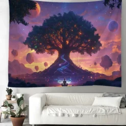 Mandala Hanging Tapestry Tree of Life Wall Art Large Tapestry Mural Decor Photograph Backdrop Blanket Curtain Home Bedroom Living Room Decoration
