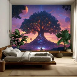 Mandala Hanging Tapestry Tree of Life Wall Art Large Tapestry Mural Decor Photograph Backdrop Blanket Curtain Home Bedroom Living Room Decoration