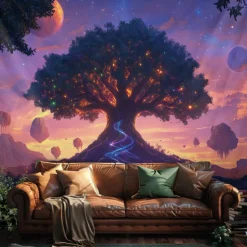 Mandala Hanging Tapestry Tree of Life Wall Art Large Tapestry Mural Decor Photograph Backdrop Blanket Curtain Home Bedroom Living Room Decoration