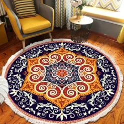 Mandala Tassel Round Carpet Area Rug Ethnic Style Room Living Room Bedroom Coffee Table Floor Mat