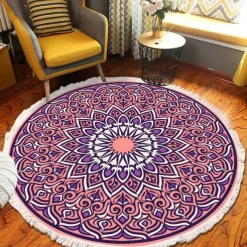 Mandala Tassel Round Carpet Area Rug Ethnic Style Room Living Room Bedroom Coffee Table Floor Mat