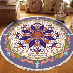 Mandala Tassel Round Carpet Area Rug Ethnic Style Room Living Room Bedroom Coffee Table Floor Mat