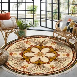 Mandala Tassel Round Carpet Area Rug Ethnic Style Room Living Room Bedroom Coffee Table Floor Mat
