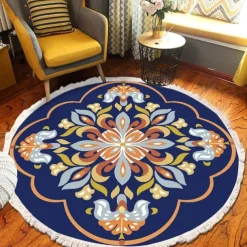 Mandala Tassel Round Carpet Area Rug Ethnic Style Room Living Room Bedroom Coffee Table Floor Mat